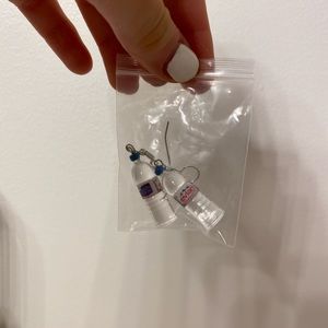 Silly plastic water bottle dangle earrings